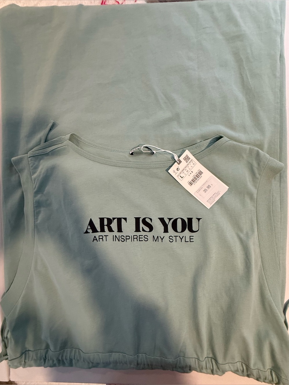 Zara Mint Green Crewneck Crop Top NWT L